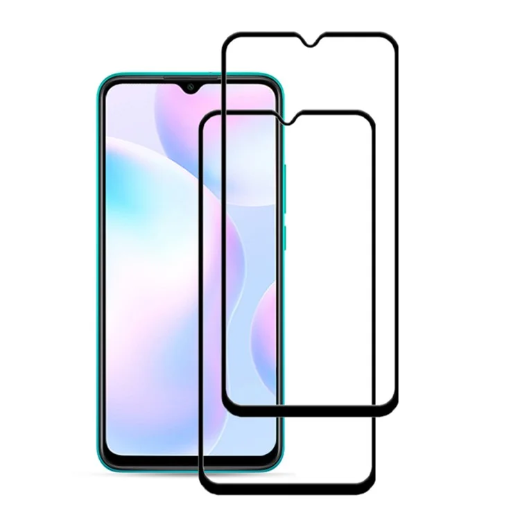 AMORUS 2Pcs Full Glue Full Coverage Ultra Clear Silk Printing Tempered Glass Screen Protector Film for Xiaomi Redmi 9A/9C/9C NFC