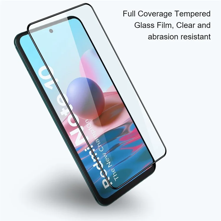 AMORUS 2Pcs HD Full Glue Silk Printing Complete Covering Tempered Glass Screen Protector for Xiaomi Redmi Note 10 4G / Note 10S / Poco M5s 4G