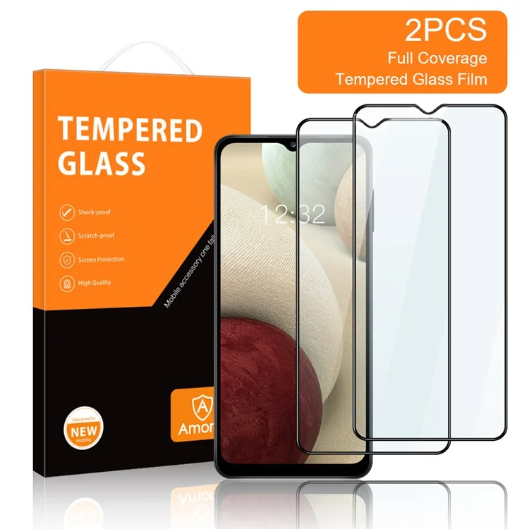 AMORUS 2 pezzi Pellicola protettiva in vetro temperato con visuale a schermo intero e stampa in seta HD per Samsung Galaxy A50/A20/A30/M30/M31