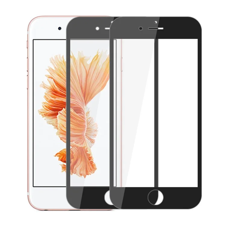 AMORUS 2Pcs/Set Full Coverage HD Full Glue Silk Printing Secondary Hardening Shatterproof Clear Tempered Glass Screen Protector for iPhone 8 Plus/7 Plus/6 Plus - Black