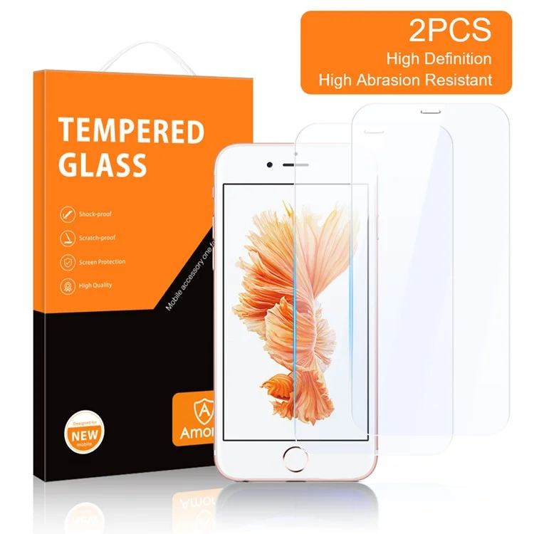 AMORUS 2Pcs/Set Scratch-Proof Slim Full Glue Premium HD Clarity Tempered Glass Film for iPhone 6 Plus/6s Plus/7 Plus/8 Plus 5.5 inch