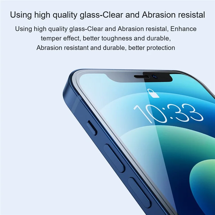 Amorus 2pcs/set Full Glue Antip-scratch HD Прозрачный Запеченный Стеклянный Защитник Для Iphone 12 Pro Max 6,7 Дюйма