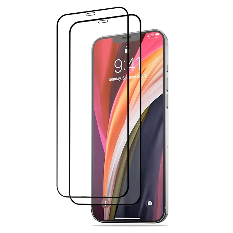 AMORUS 2 Pièces Film de Verre Trempé de Protection Intégrale à Séchage Élevé avec Impression Soyeuse pour iPhone 12/12 Pro 6,1 pouces - Noir 