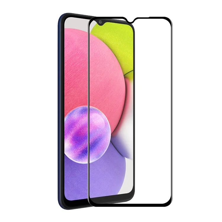 ENKAY HAT PRÍNCIPE Alta definición Cobertura completa Pegamento completo Protector de pantalla de vidrio templado antiarañazos de seda impresa en 6D para Samsung Galaxy A03s (166,5 x 75,98 x 9,14 mm)