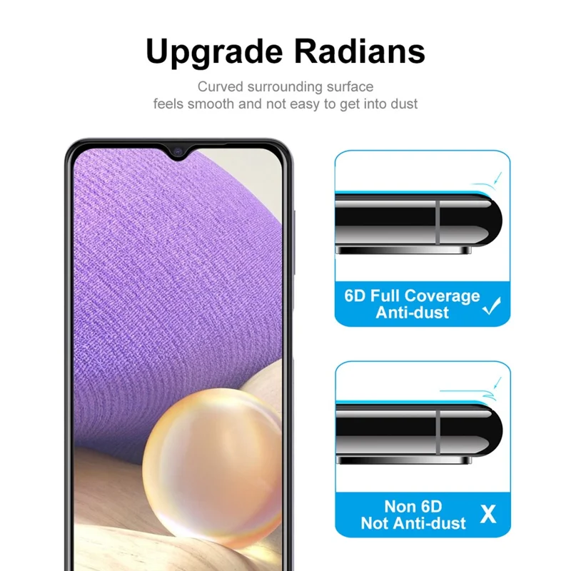 ENKAY HAT PRINCE 2Pcs / Set Full Glue 6D Full-screen Silk Printing Tempered Screen Glass for Samsung Galaxy A32 5G / M32 5G