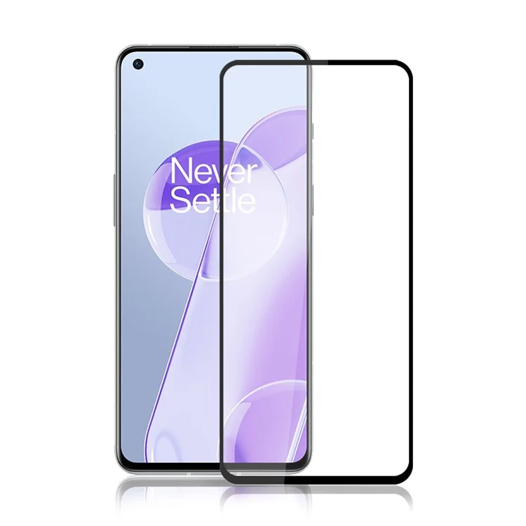 MOCOLO Silk Print Full Glue Anti-oil Waterproof Ultra Clear Tempered Glass Full Screen Protector Film für OnePlus 9RT 5G - Schwarz