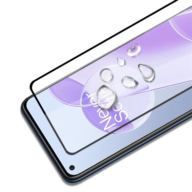 MOCOLO Silk Print Full Glue Anti-oil Waterproof Ultra Clear Tempered Glass Full Screen Protector Film für OnePlus 9RT 5G - Schwarz