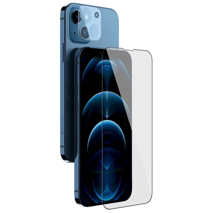 NILLKIN Protector de pantalla de cristal templado AGC de cobertura completa 2 en 1 Ultra Clear HD antihuellas para iPhone 13 mini 5.4 pulgadas