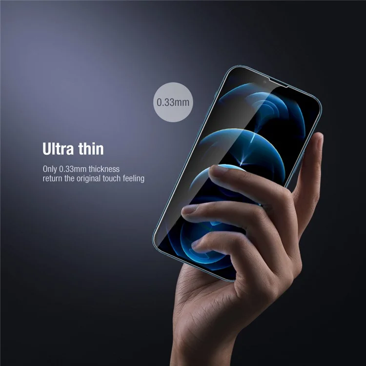 NILLKIN Protector de pantalla de cristal templado AGC de cobertura completa 2 en 1 Ultra Clear HD antihuellas para iPhone 13 mini 5.4 pulgadas