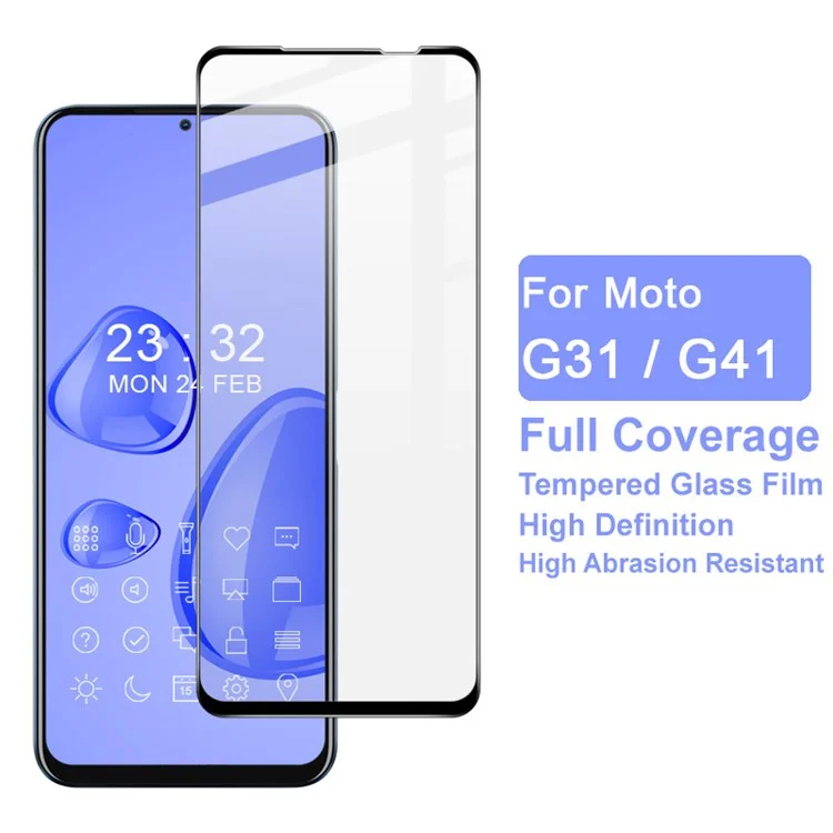 IMAK Pro+ Series Explosion-proof HD Full Coverage Full Glue 9H AGC Glass Tempered Glass Screen Protector per Motorola Moto G31 4G/G41 4G