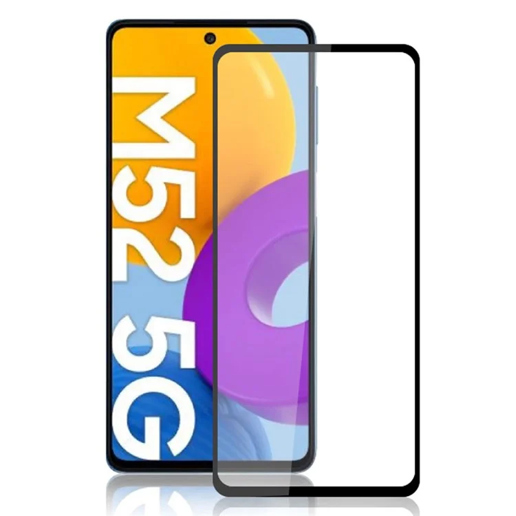 AMORUS Full Cover Full Glue 9H Hardness Secondary Hardening Silk Printing Tempered Glass Film for Samsung Galaxy M52 5G - Schwarz