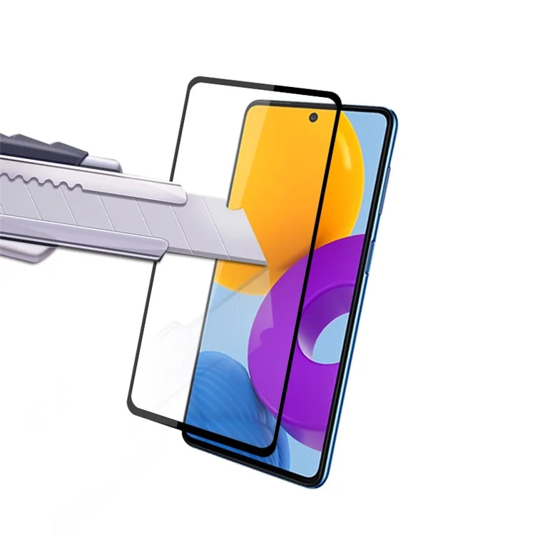 MOCOLO Silk Print Full Glue Full Coverage Scratch-resistant Explosion-proof Ultra Clear Tempered Glass Screen Film für Samsung Galaxy M52 5G - Schwarz