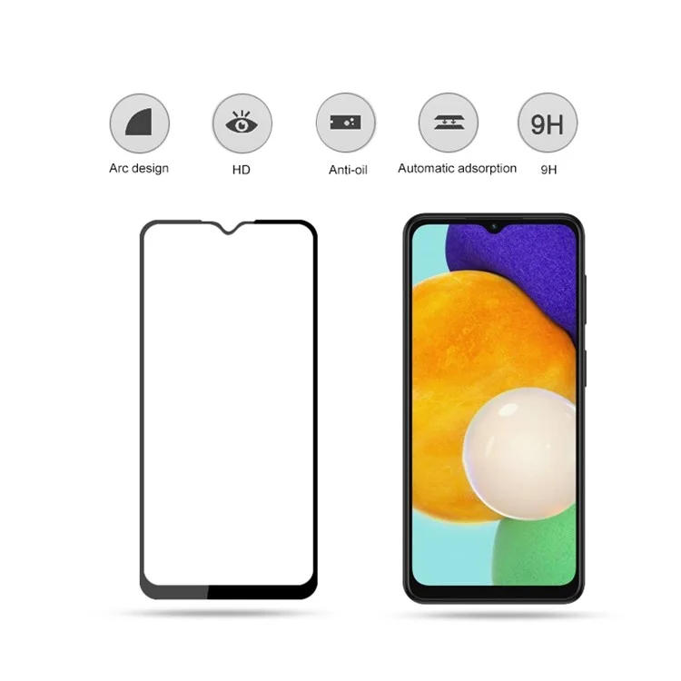 MOCOLO Silk Print Full Glue Arc Design Waterproof Ultra Clear Tempered Glass Full Coverage Screen Protector für Samsung Galaxy A13 5G - Schwarz