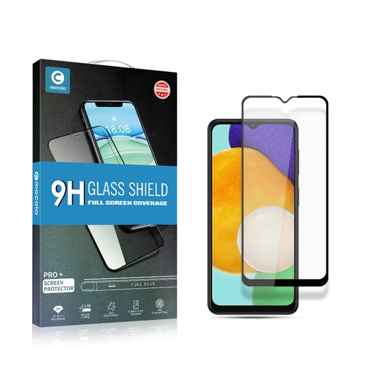 MOCOLO Silk Print Full Glue Arc Design Waterproof Ultra Clear Tempered Glass Full Coverage Screen Protector für Samsung Galaxy A13 5G - Schwarz