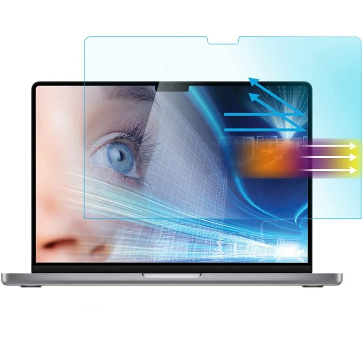 For MacBook Pro 16.2 inch (2021) (A2485) / 16 inch (2023) (A2780) Full Coverage 0.3mm Arc Edge HD Clear Anti-Blue Light Eye Protection Tempered Glass Screen Protector