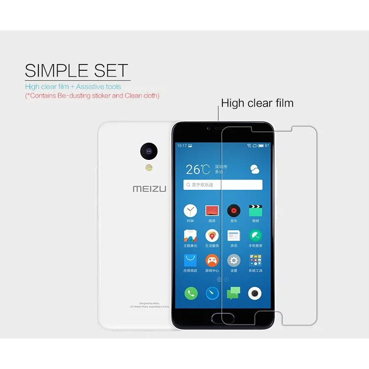 NILLKIN for Meizu m5 Anti-fingerprint Crystal Clear Screen Protector Film