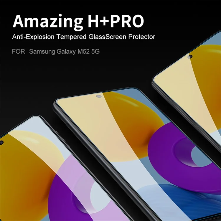 NILLKIN Amazing H+PRO 0,2 mm 2,5D Arc Edge 9H Härte Anti-Explosion Gehärtetes Glas-Displayschutzfolie AGC-Glas für Samsung Galaxy M52 5G