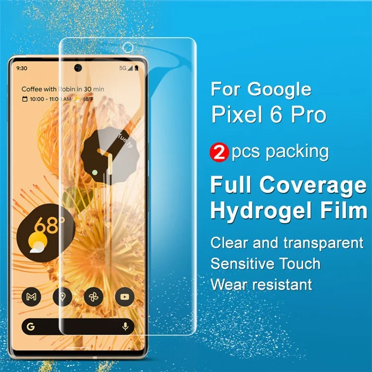 IMAK 2Pcs/Set Hydrogel Film III Anti-poussière Full Coverage TPU Protective Screen Protector Film pour Google Pixel 6 Pro