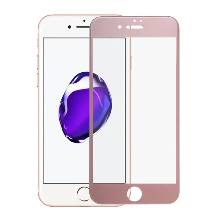 3D Curved Silk Print Tempered Glass Film Full Screen Cover for iPhone 7 Plus - Rose Gold