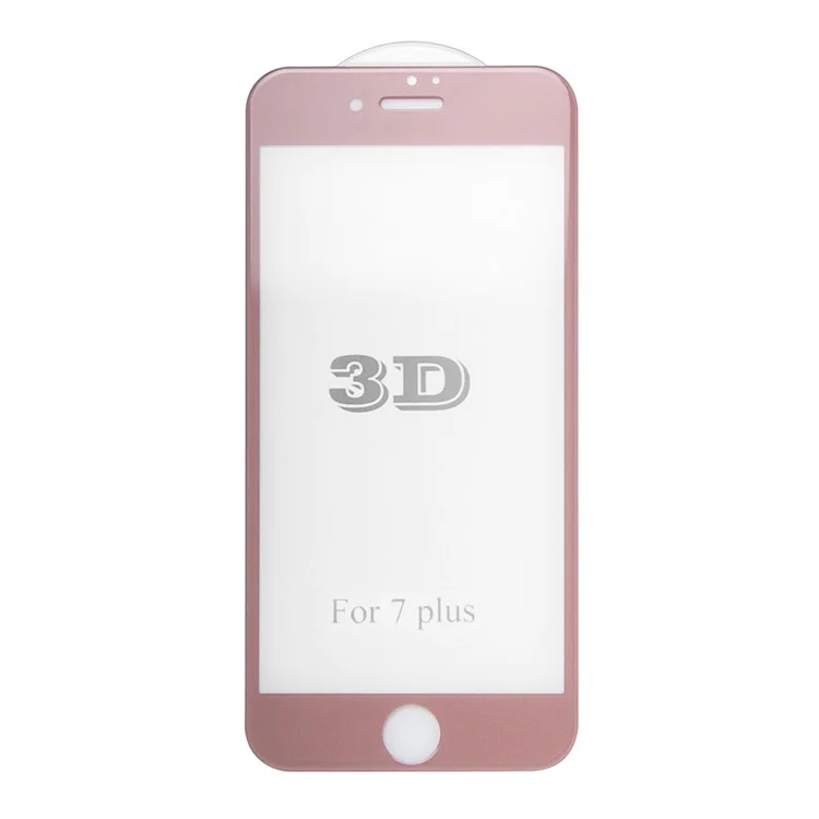 3D Curved Silk Print Tempered Glass Film Full Screen Cover for iPhone 7 Plus - Rose Gold