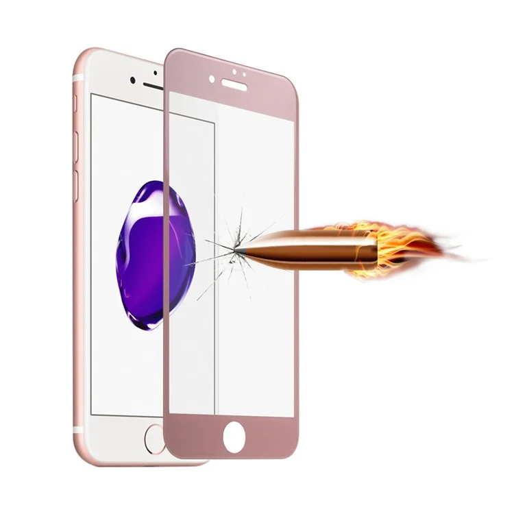 3D Curved Silk Print Tempered Glass Film Full Screen Cover for iPhone 7 Plus - Rose Gold