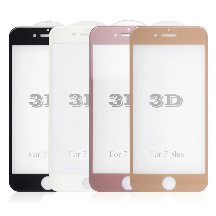 3D Curved Silk Print Tempered Glass Film Full Screen Cover for iPhone 7 Plus - Rose Gold