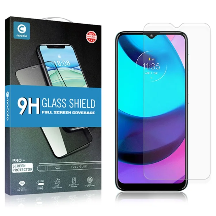 MOCOLO Película de Cristal Templado Antihuella, Irrompible, HD, Pegado Completo, Dureza 9H para Motorola Moto E20 