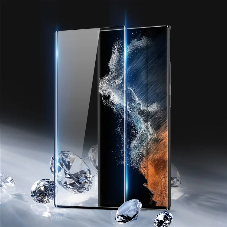 DUX DUCIS 2.5D Edge Full Screen Side Glue HD 0.33mm Medium Alumina Tempered Glass Support Fingerprint Unlock for Samsung Galaxy S22 Ultra 5G