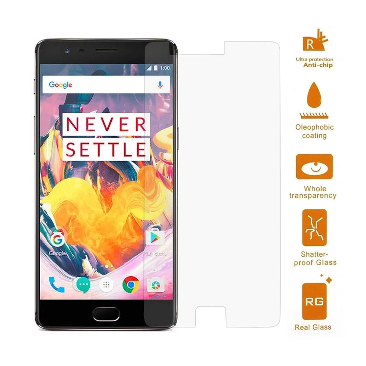For OnePlus 3T / 3 0.3mm Tempered Glass Screen Protector Guard Film (Arc Edge)