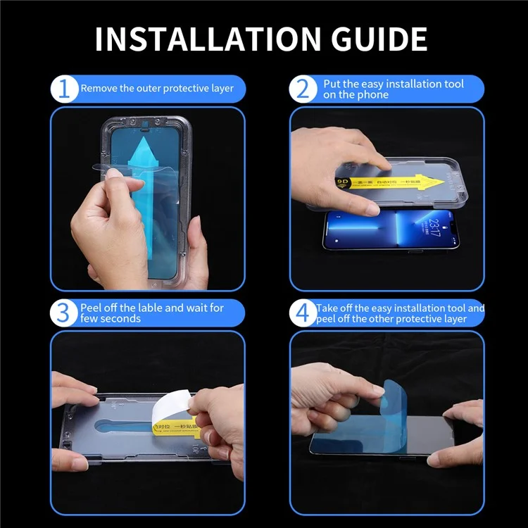 Chapéu Príncipe Anti-explosão Anti-Scratch Cobertura Tela Cobertura Completa Colagem De Vidro Temperado Protetor De Tela De Filme Com Fácil Instalação Ferramenta Para IPhone 13 Pro / iphone 13 6.1 polegadas