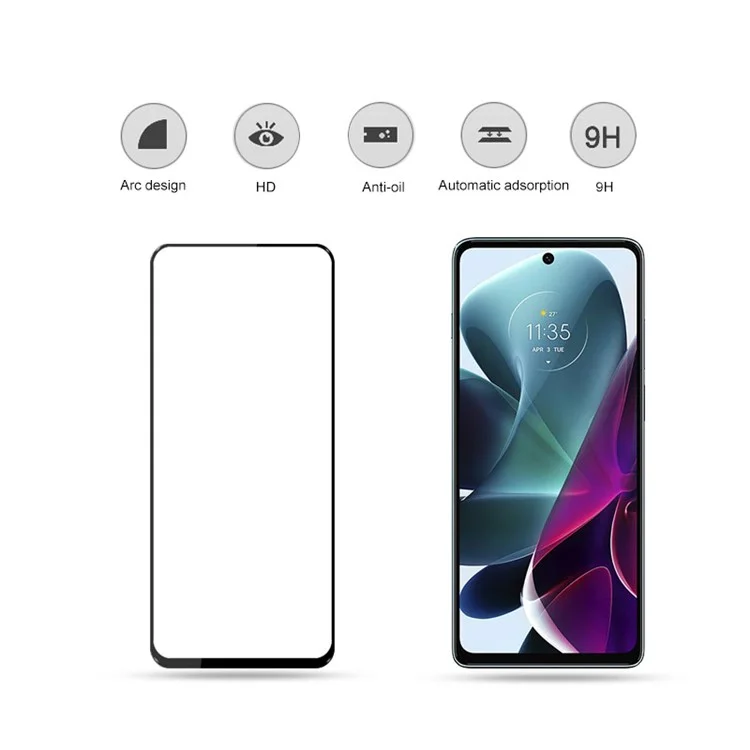 MOCOLO HD Clear Full Covering Full Glue Anti-fingerprint Anti-explosion Silk Printing Tempered Glass Screen Film per Motorola Moto G200 5G - Nero