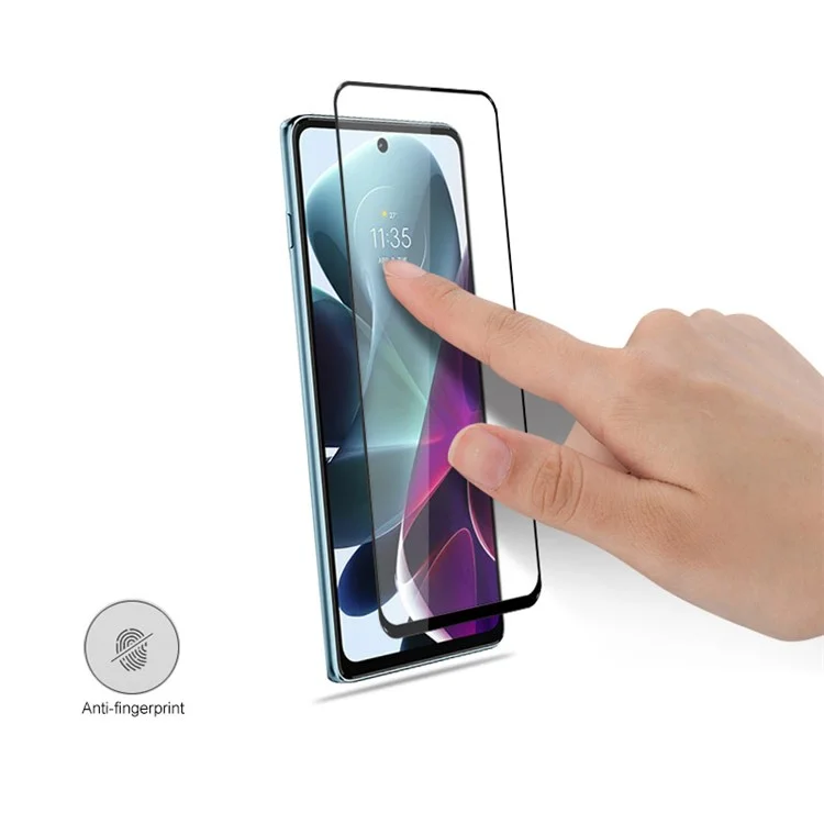 MOCOLO HD Clear Full Covering Full Glue Anti-fingerprint Anti-explosion Silk Printing Tempered Glass Screen Film per Motorola Moto G200 5G - Nero