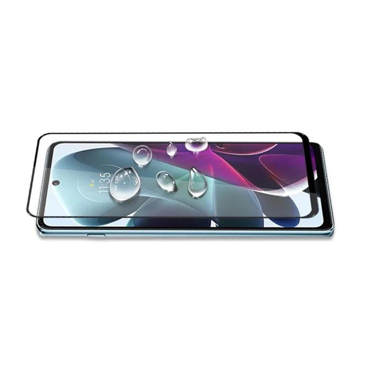 MOCOLO HD Clear Full Covering Full Glue Anti-fingerprint Anti-explosion Silk Printing Tempered Glass Screen Film per Motorola Moto G200 5G - Nero
