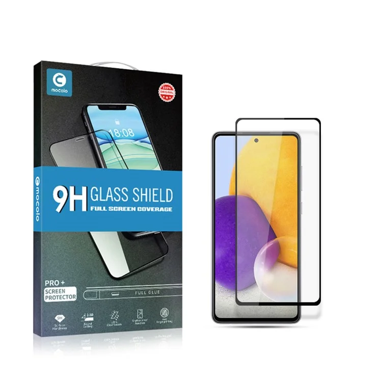 Mocolo HD Clear Anti-oil Arc Design Complet Recouvrement Complet Film D'écran en Verre Trempé de la Soie à Colle Complète Pour Samsung Galaxy A73 5G - le Noir