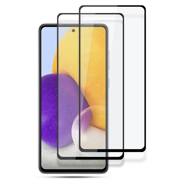 AMORUS 2Pcs/Pack Full Coverage Abrasion-resistant HD Silk Printing Clear Full Glue Double Defense Tempered Glass Film pour Samsung Galaxy A73 5G - Noir