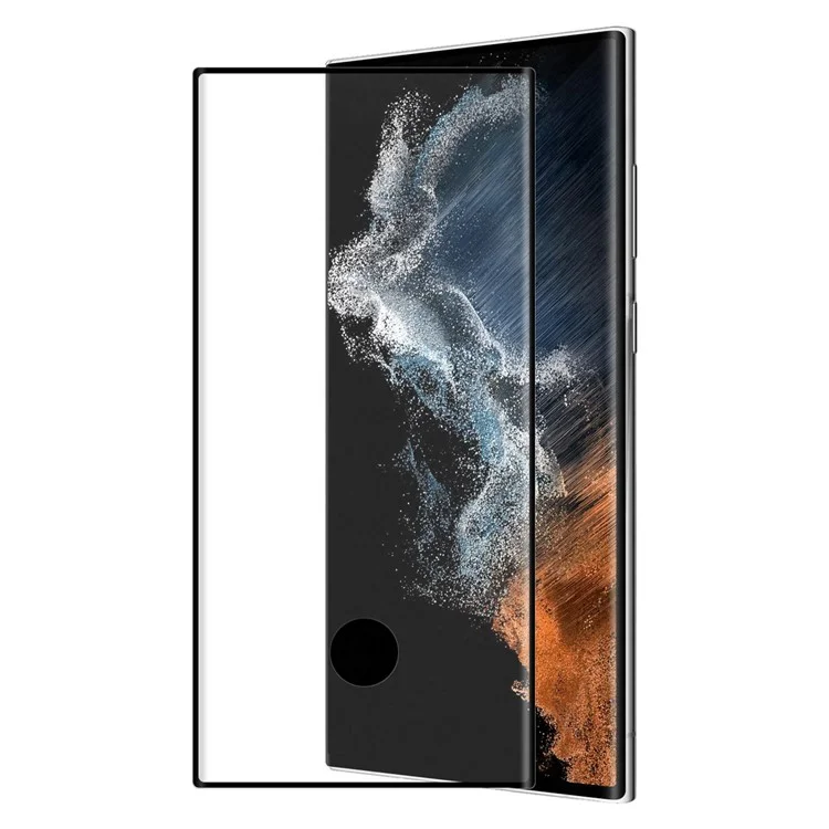 HAT PRINCE 0.26mm 3D Curved Hot Bending Full Glue Full Size Tempered Glass Screen Protector [Support Fingerprint Unlocking] for Samsung Galaxy S22 Ultra 5G