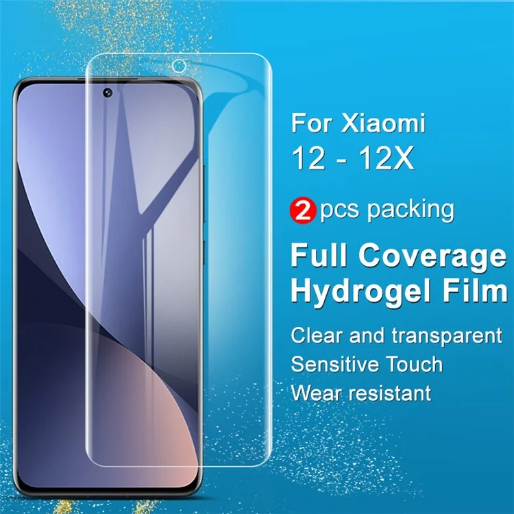 IMAK 2Pcs/Set Hydrogel Film III TPU Protecteur d'écran pour Xiaomi 12 5G/12X 5G/12S 5G, Film de couverture totale HD Clear Scratch-resistant