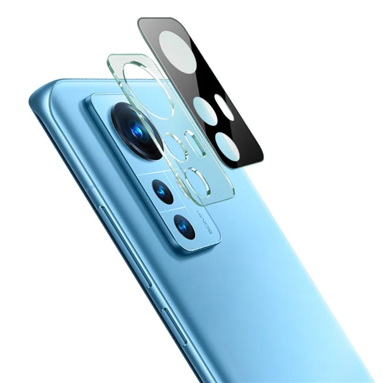 IMAK für Xiaomi 12 5G/12X 5G/12S 5G, stoßfeste, hochauflösende, klare, ölresistente Glas-Objektivfolie + Acryl-Objektivkappe (Schwarze Version)