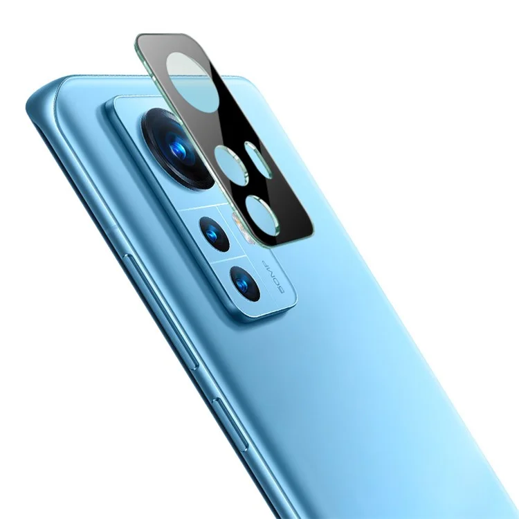 IMAK für Xiaomi 12 5G/12X 5G/12S 5G, stoßfeste, hochauflösende, klare, ölresistente Glas-Objektivfolie + Acryl-Objektivkappe (Schwarze Version)