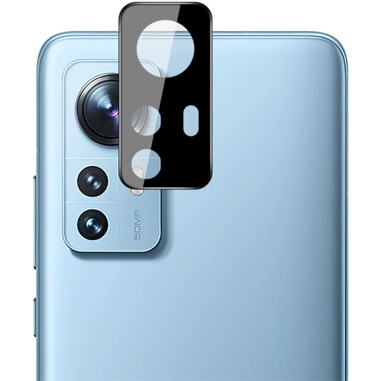 IMAK für Xiaomi 12 5G/12X 5G/12S 5G, stoßfeste, hochauflösende, klare, ölresistente Glas-Objektivfolie + Acryl-Objektivkappe (Schwarze Version)