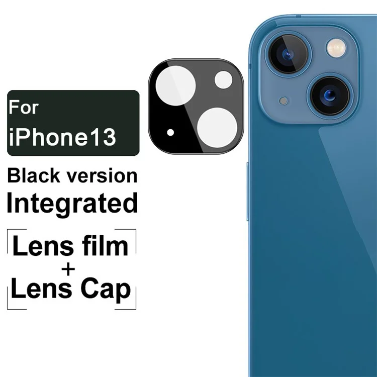 IMAK pour iPhone 13 mini 5.4 pouces/13 6.1 pouces Version noire Filme de protection d'objectif en verre trempé à haute transmittance lumineuse avec couvercle de lentille en acrylique
