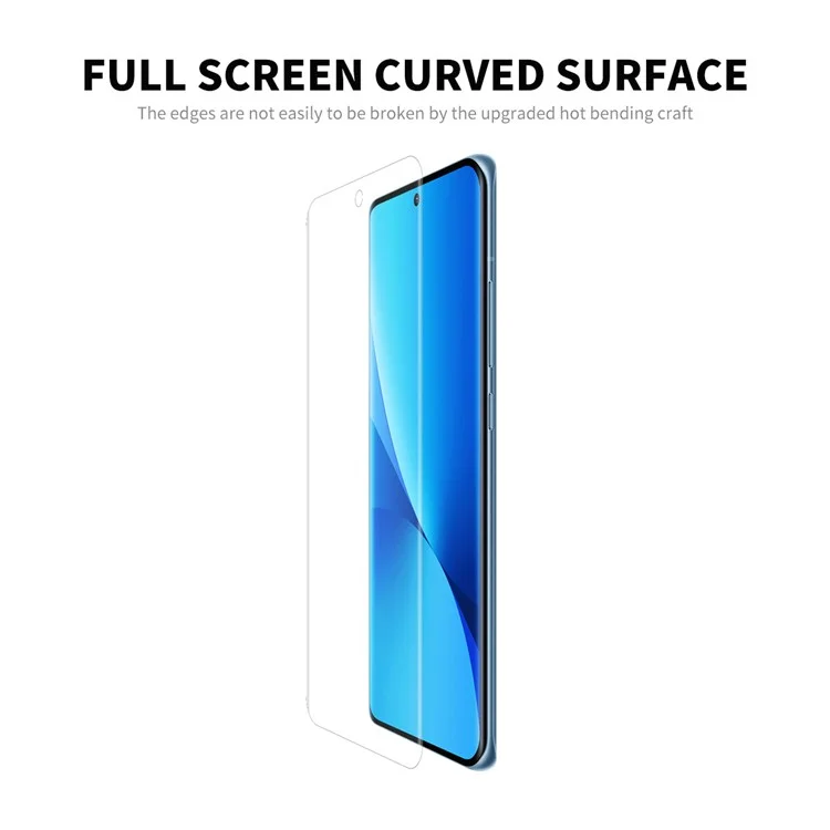 ENKAY HAT PRINCE para Xiaomi 12 5G/12X 5G/12S 5G 2 unidades/paquete Protector de pantalla resistente al desgaste curvado 3D Hot Bending Cobertura de pantalla completa Película PET transparente HD (compatible con desbloqueo de huella digital)