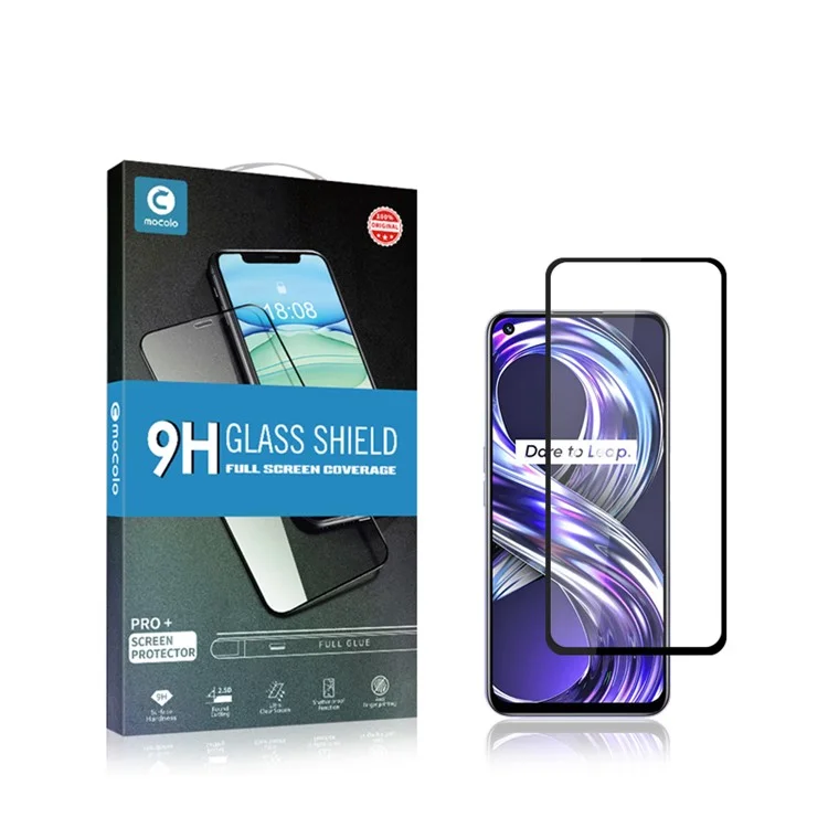 MOCOLO Silk Printing Screen Protector per Realme 8i/Narzo 50 4G, Copertura completa Full Glue Double Defense Anti-explosion HD Clear Tempered Glass Film - Nero