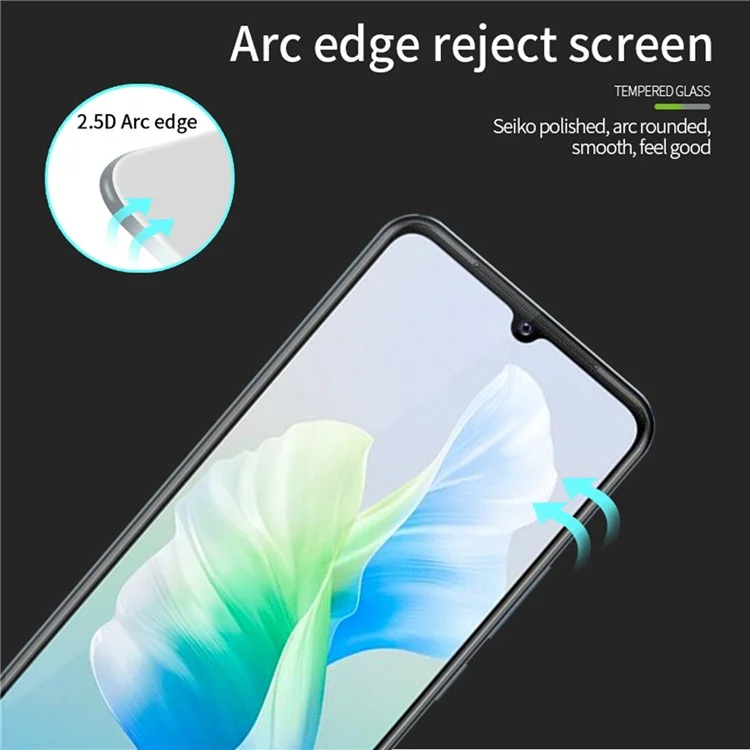 Película Protetora de Tela de Vidro Temperado PINWUYO para vivo V23e 4G/5G, Filme de Guarda de Borda Curva Explosivo-prova de HD Clarify Full Cover Full Glue