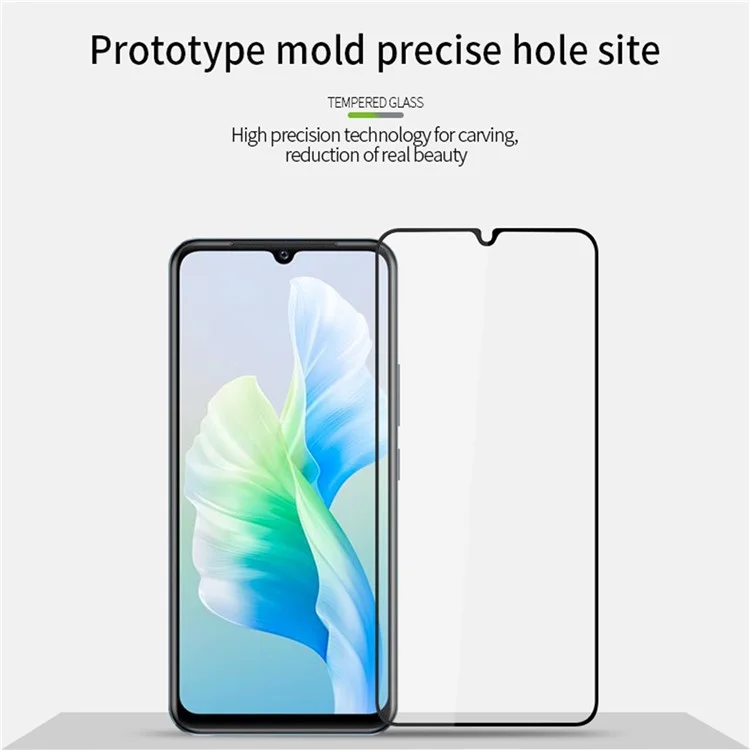 Película Protetora de Tela de Vidro Temperado PINWUYO para vivo V23e 4G/5G, Filme de Guarda de Borda Curva Explosivo-prova de HD Clarify Full Cover Full Glue