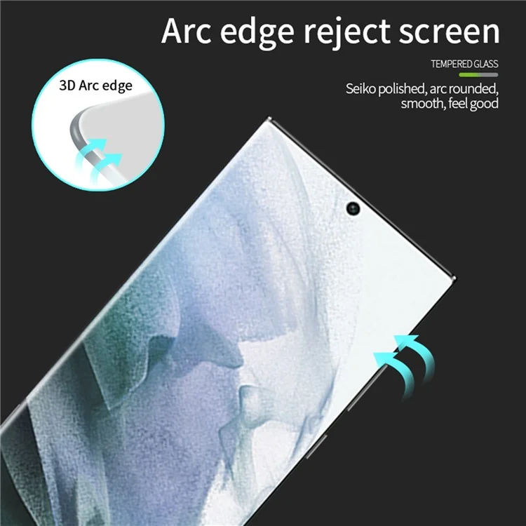 PINWUYO 3D Hot Bending Tempered Glass Screen Film for Samsung Galaxy S22 Ultra 5G, Full Glue Complete Covering Anti-explosion Screen Protector