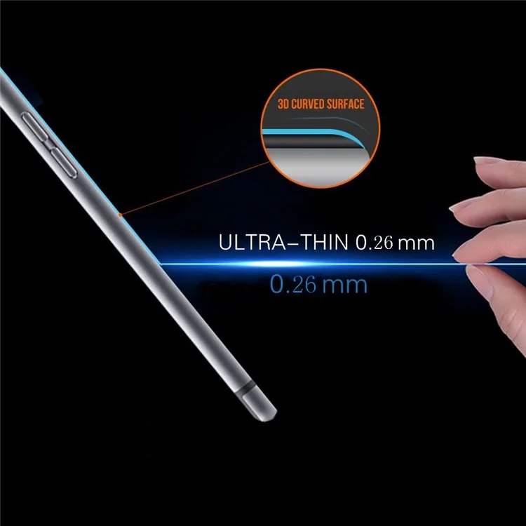 HAT PRINCE for iPhone 7 4.7 inch 3D Curved Full Size Titanium Alloy Tempered Glass Screen Protector 0.26mm - Black