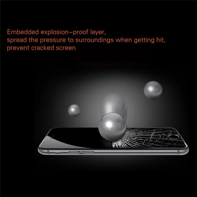 HAT PRINCE for iPhone 7 4.7 inch 3D Curved Full Size Titanium Alloy Tempered Glass Screen Protector 0.26mm - Black