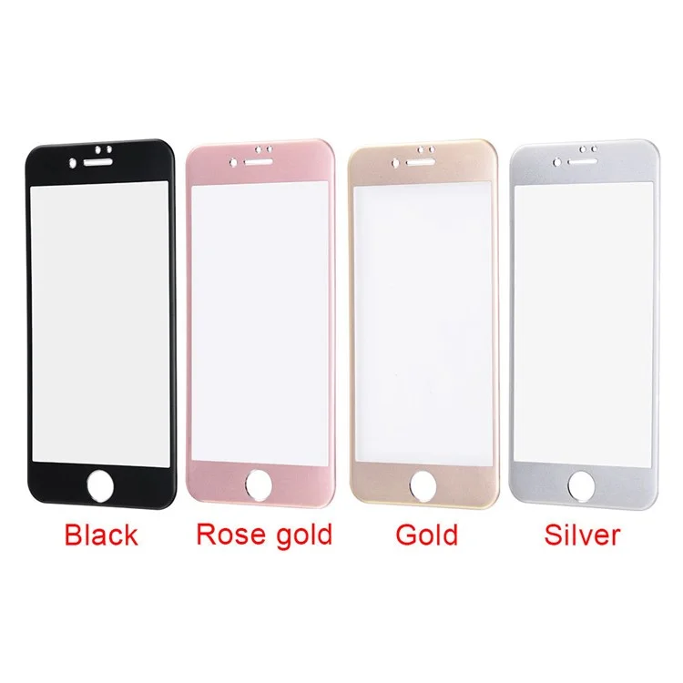 HAT PRINCE for iPhone 7 4.7 inch 3D Curved Full Size Titanium Alloy Tempered Glass Screen Protector 0.26mm - Black