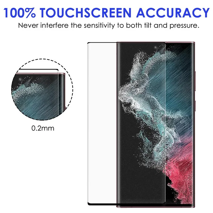 Для Samsung Galaxy S22 Ultra 5G 3D Curved Tempered Glass Film Side Glue AGC Glass Full Screen Protector